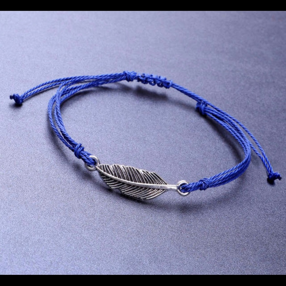 Boho feather wax string adjustable bracelet